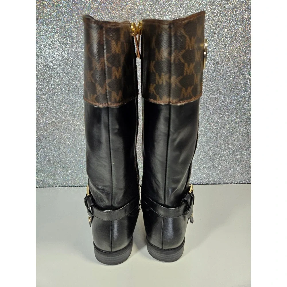MICHAEL‎ KORS Eardley Kids Logo Monogram Tall Riding Boots Child Size 13